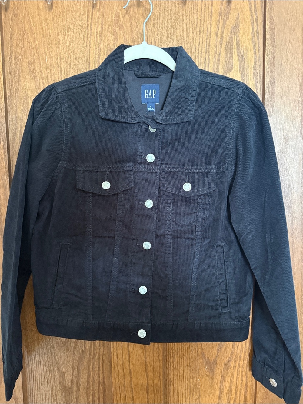 GAP Women's Black Corduroy Button-Front Jacket